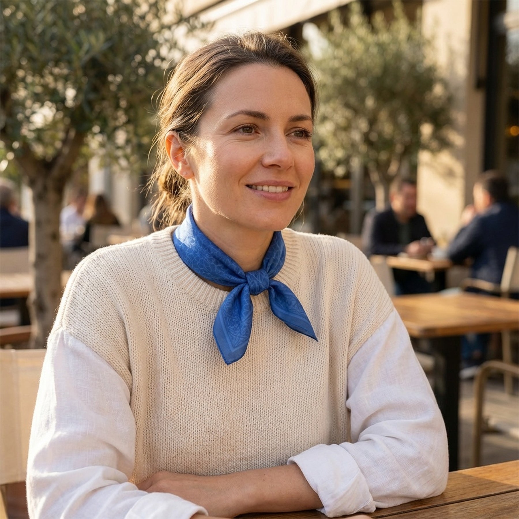 Blue Square Silk Scarf Dalila v1