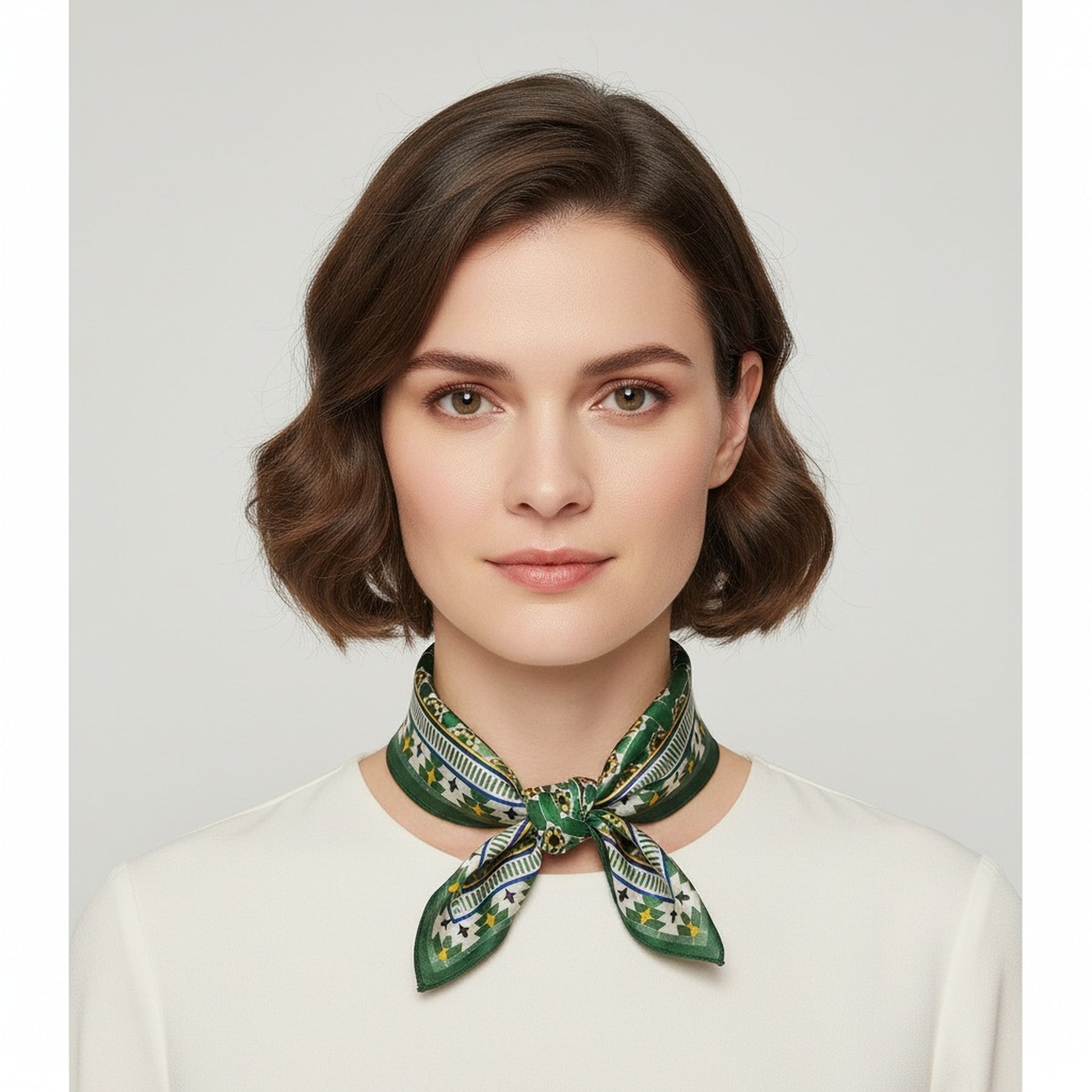 Green Square Scarf Silk
