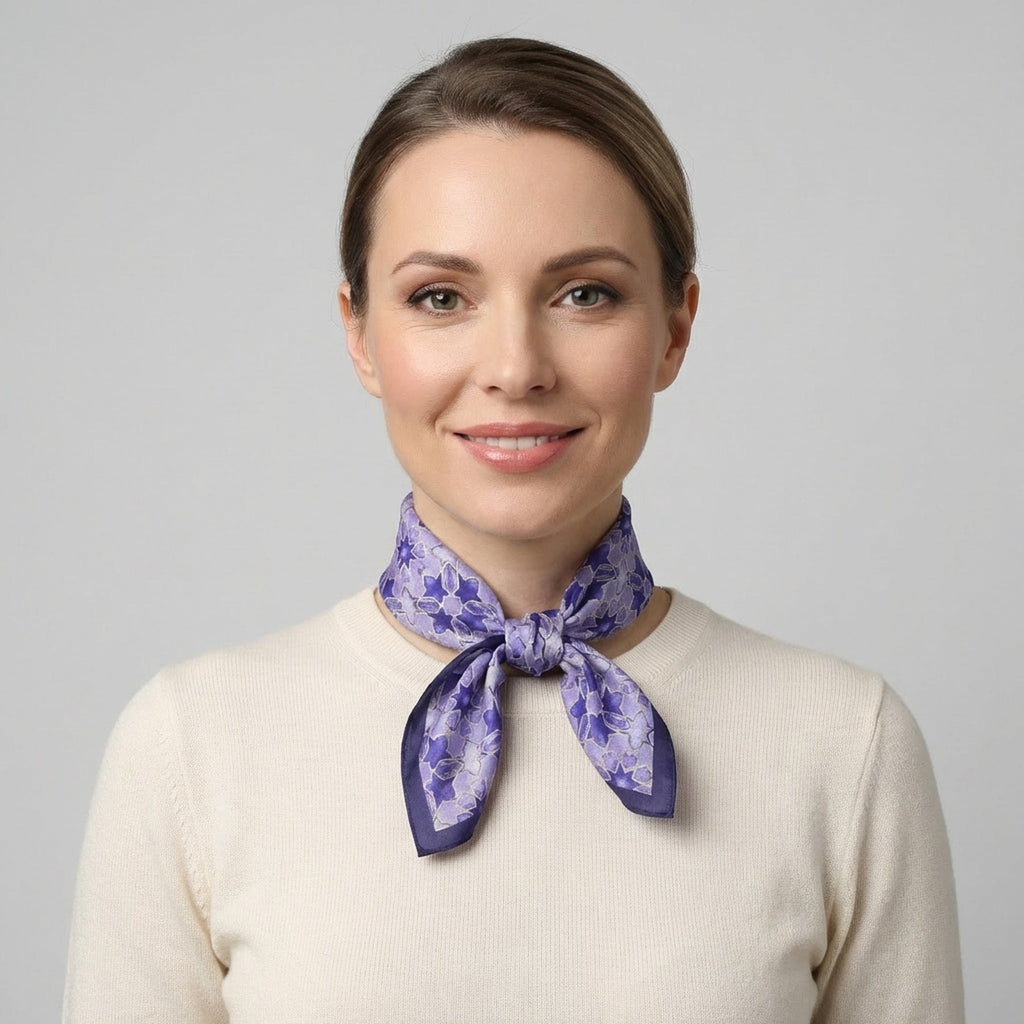 Square Silk Scar for Women Purple