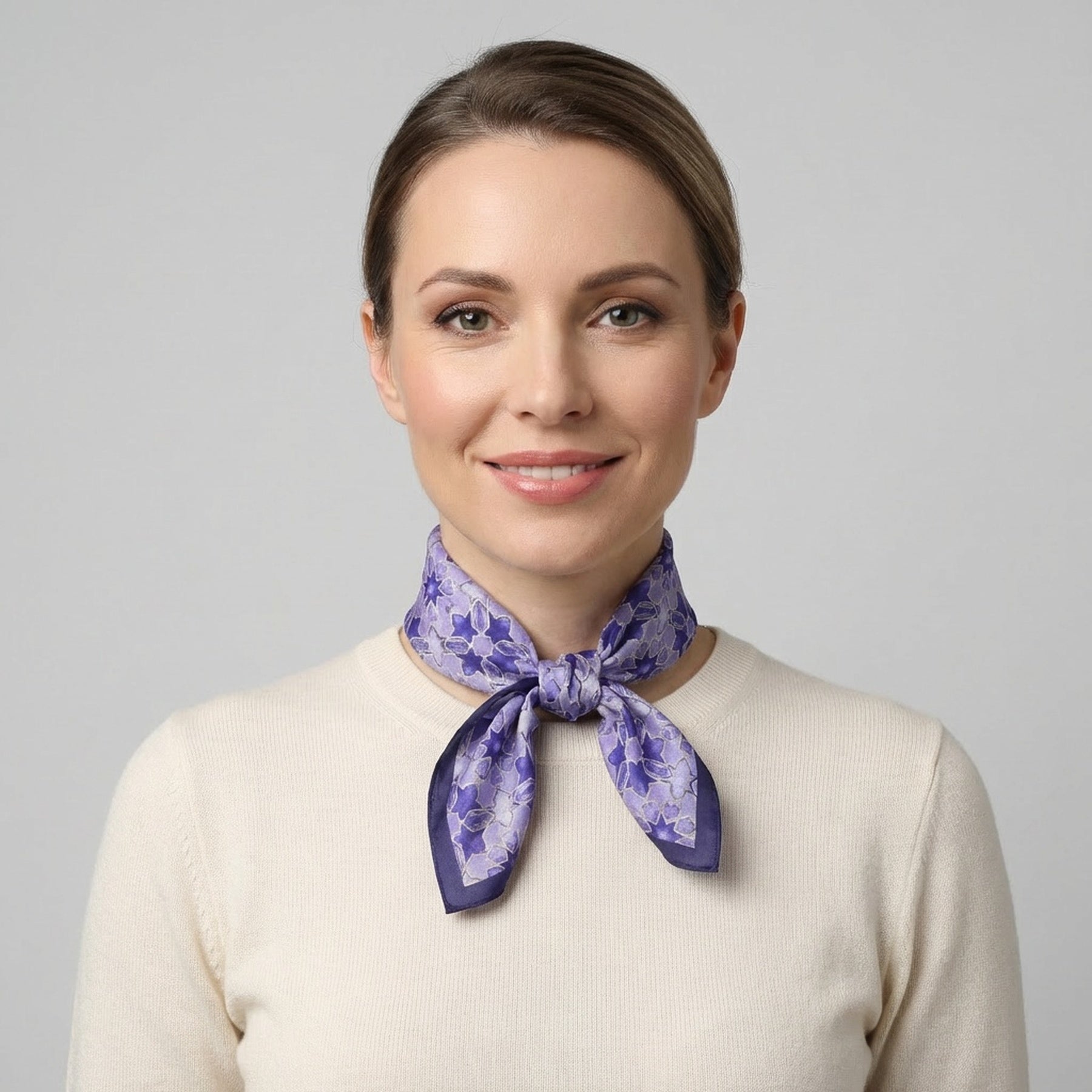 Square Silk Scar for Women Purple