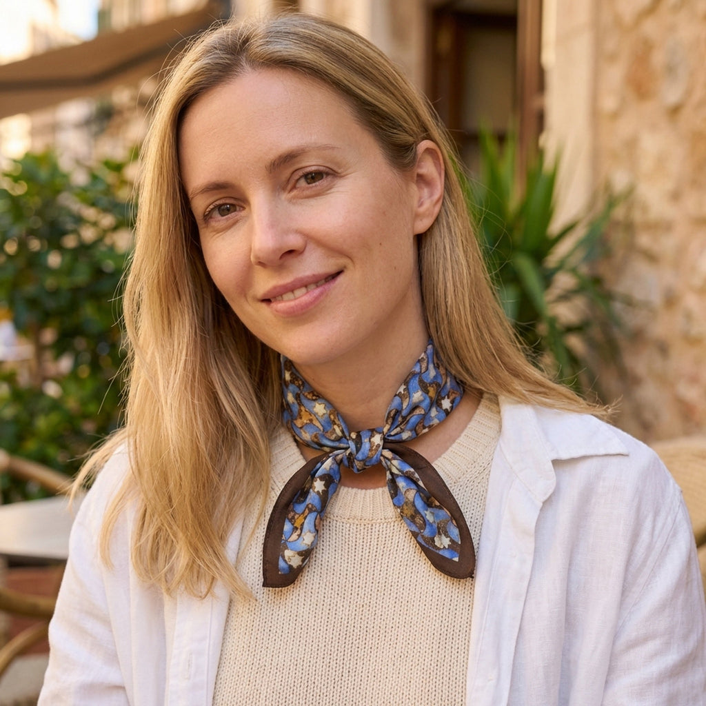 Silk Square Scarf for Women Brown