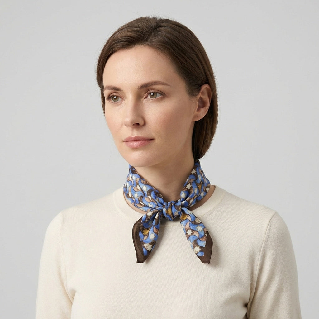 Silk Square Scarf for Women Brown