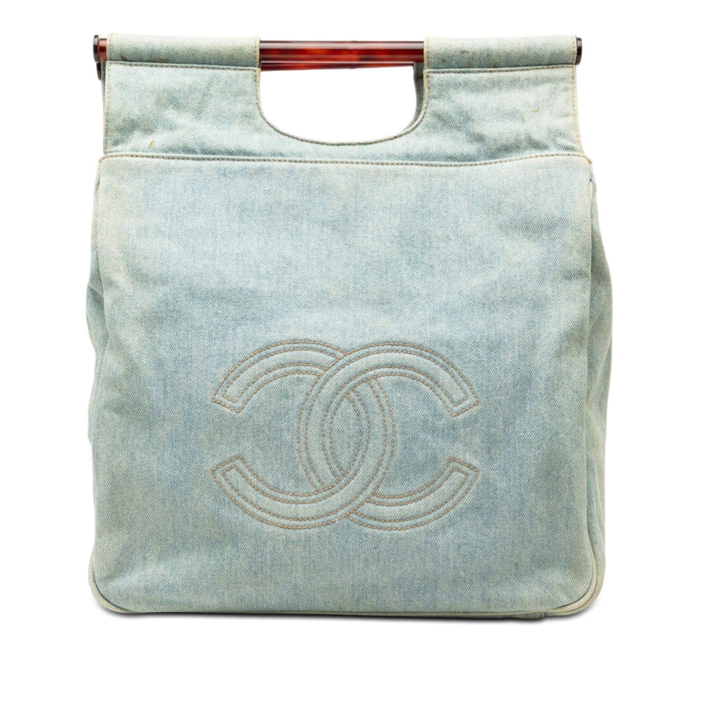 CC Denim Tortoise Handle Tote