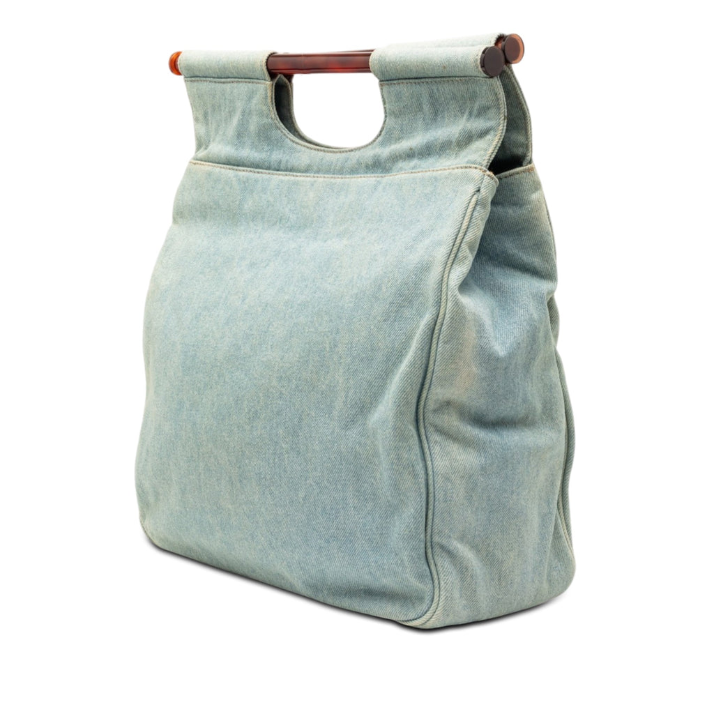 CC Denim Tortoise Handle Tote
