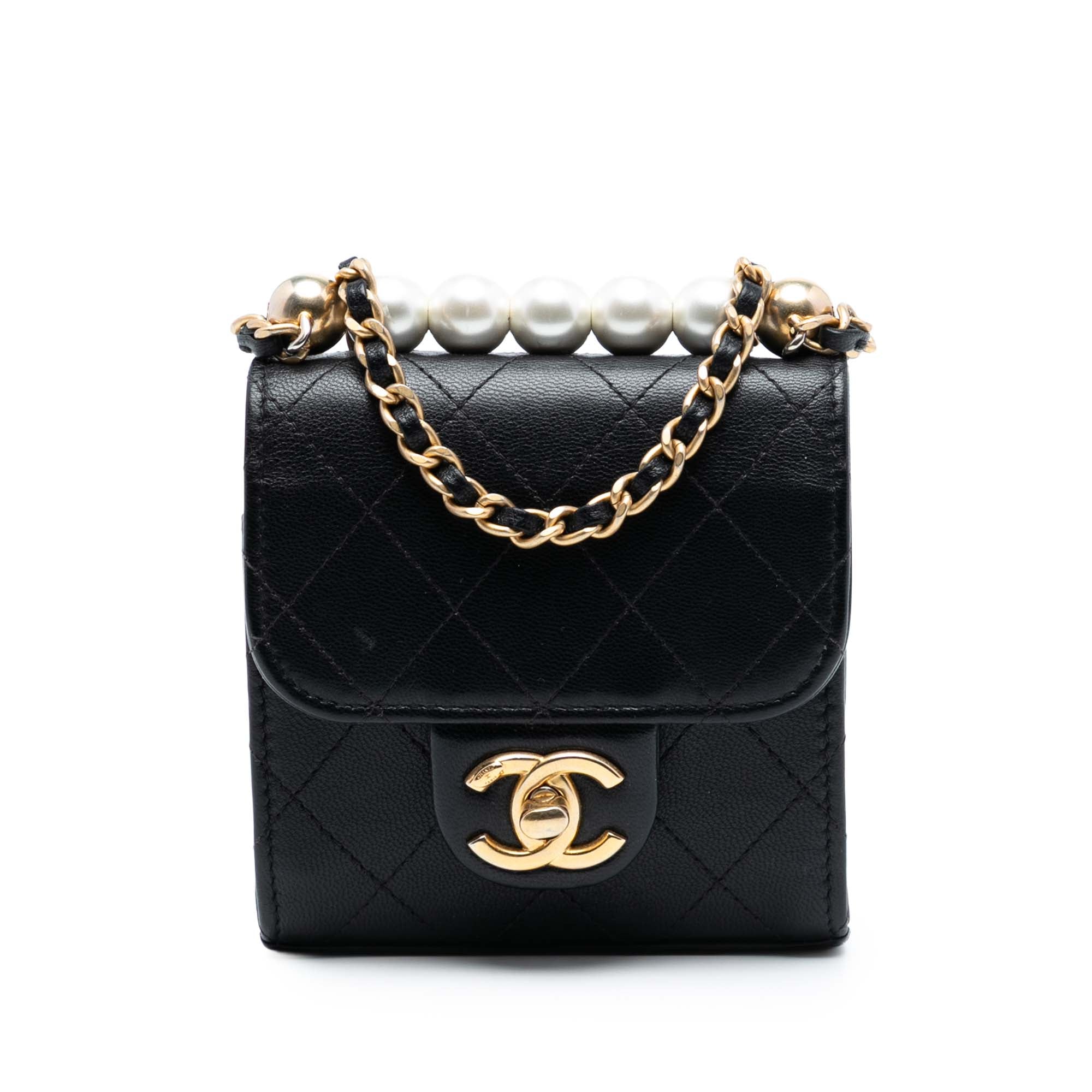 Mini Goatskin Chic Pearls Clutch On Chain
