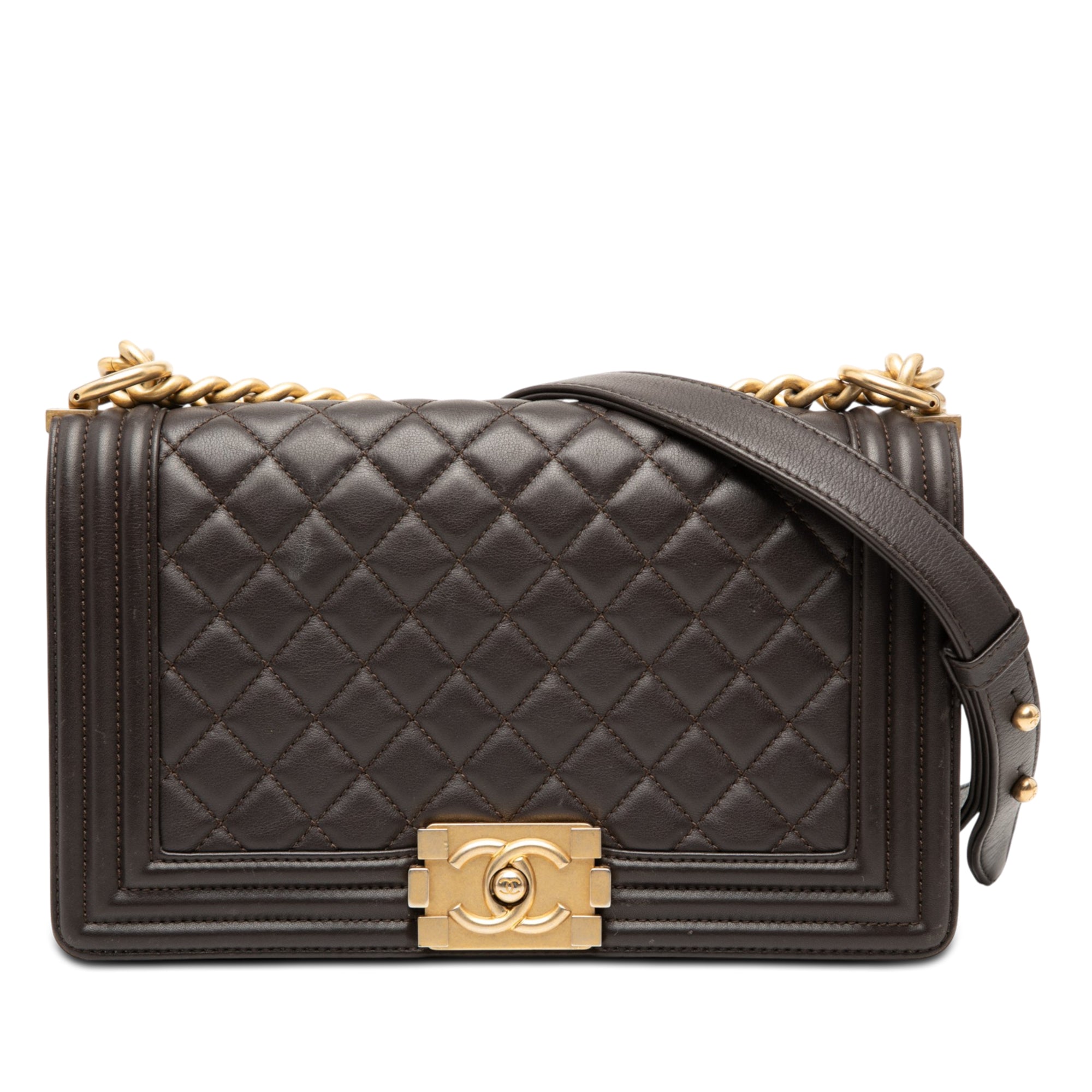 Old Medium Quilted Lambskin Boy Flap