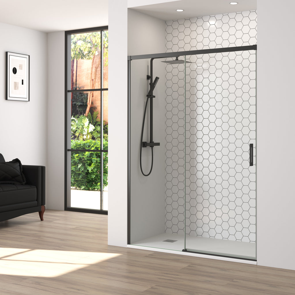 BATHME NIXON Mampara Frontal Ducha Fijo+Corredera Negro