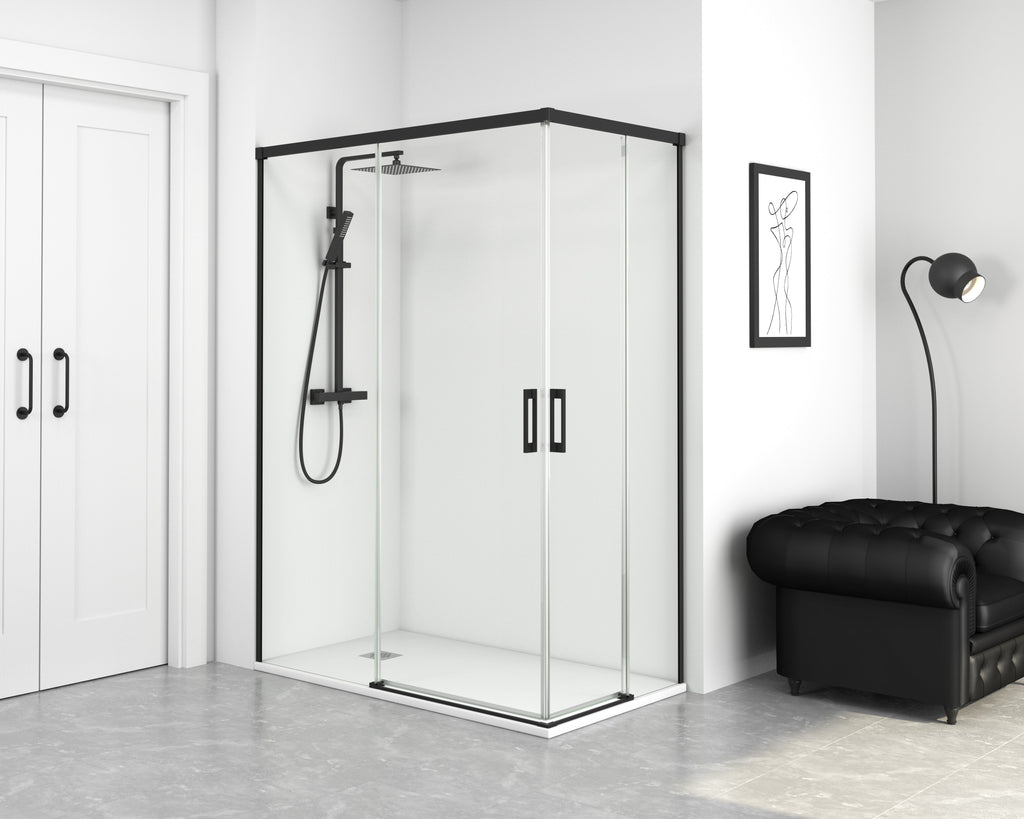 BATHME NIXON Mampara Ducha Cuadrada 2Fijos+2Correderas Negro