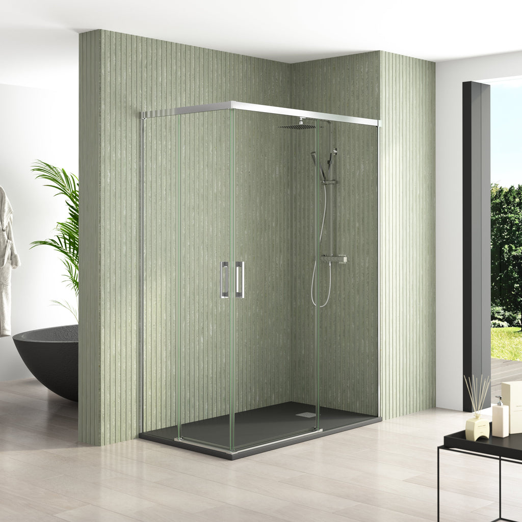 BATHME NIXON Mampara Ducha Rectangular 2Fijos+2Correderas Cromo