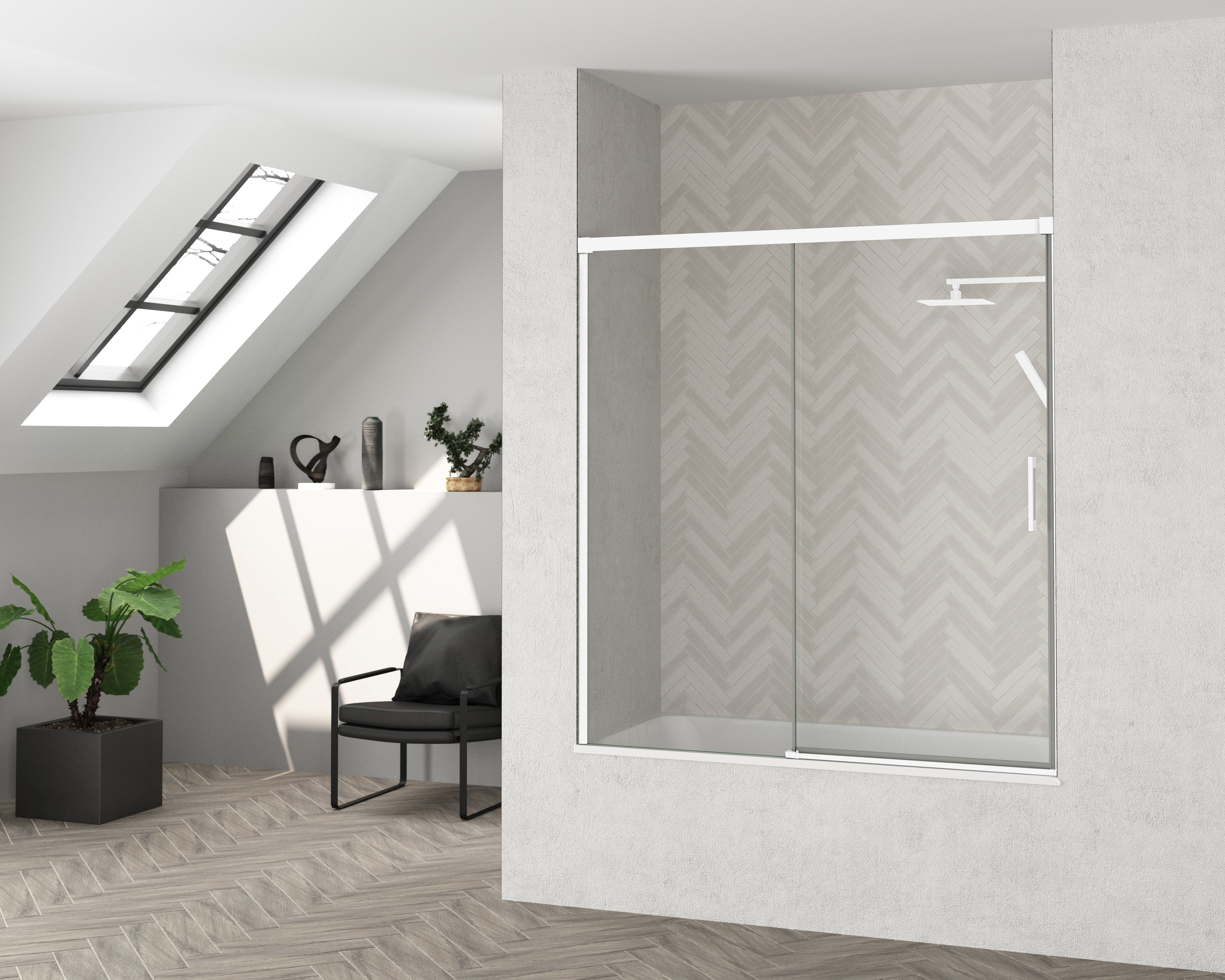 BATHME NIXON Mampara Frontal Bañera Fijo+Corredera Blanco