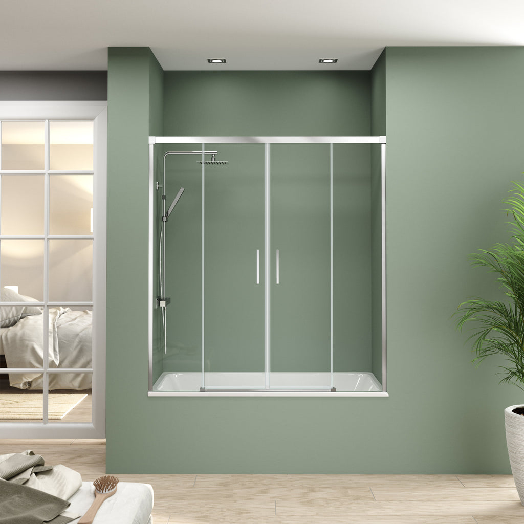 BATHME NIXON Mampara Frontal Bañera 2Fijos+2Correderas Cromo