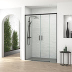 BATHME NIXON Mampara Frontal Ducha 2Fijos+2Correderas Negro