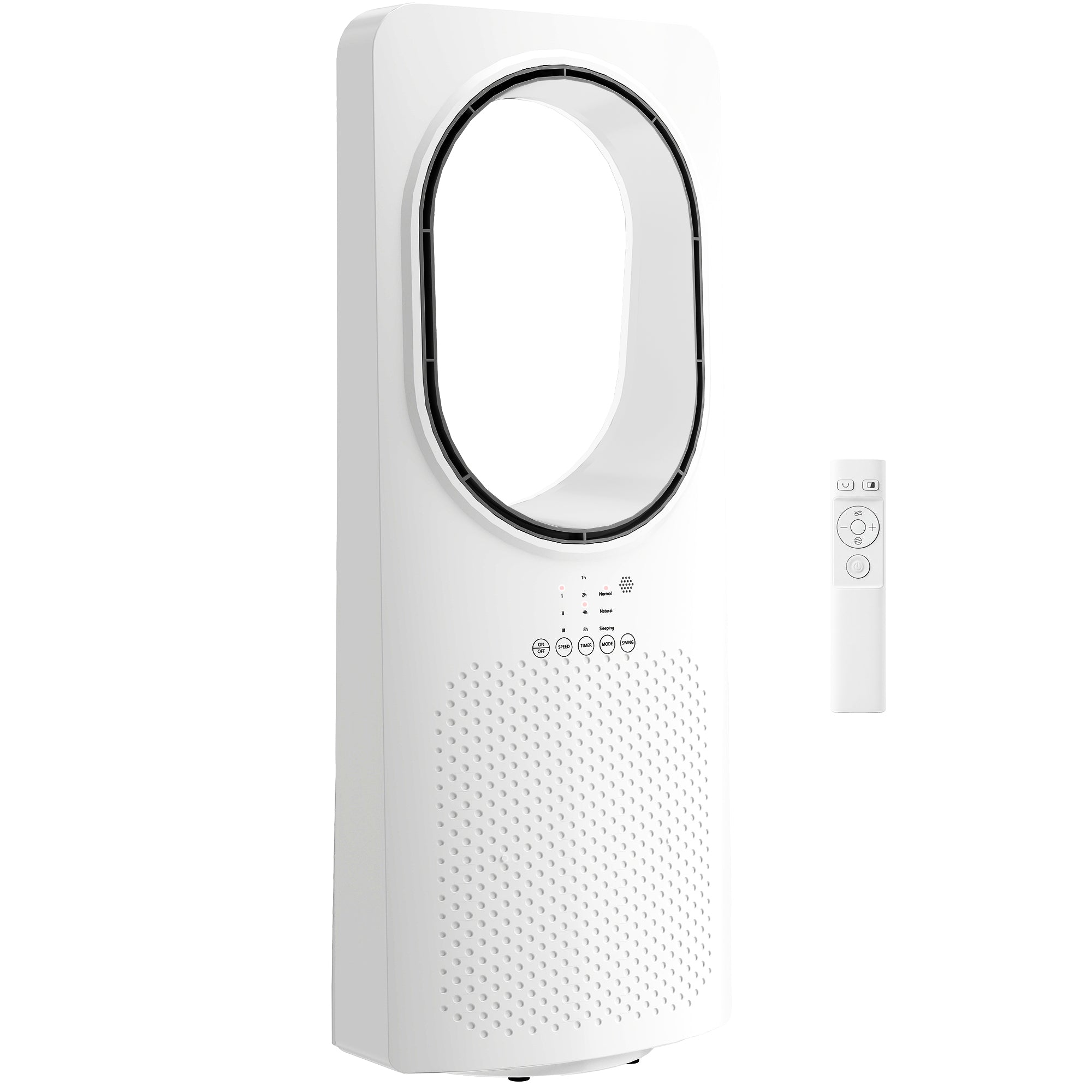 36dB Bladeless Tower Fan for Bedroom, 45° Oscillating, 3 Speeds, 15H Timer, White