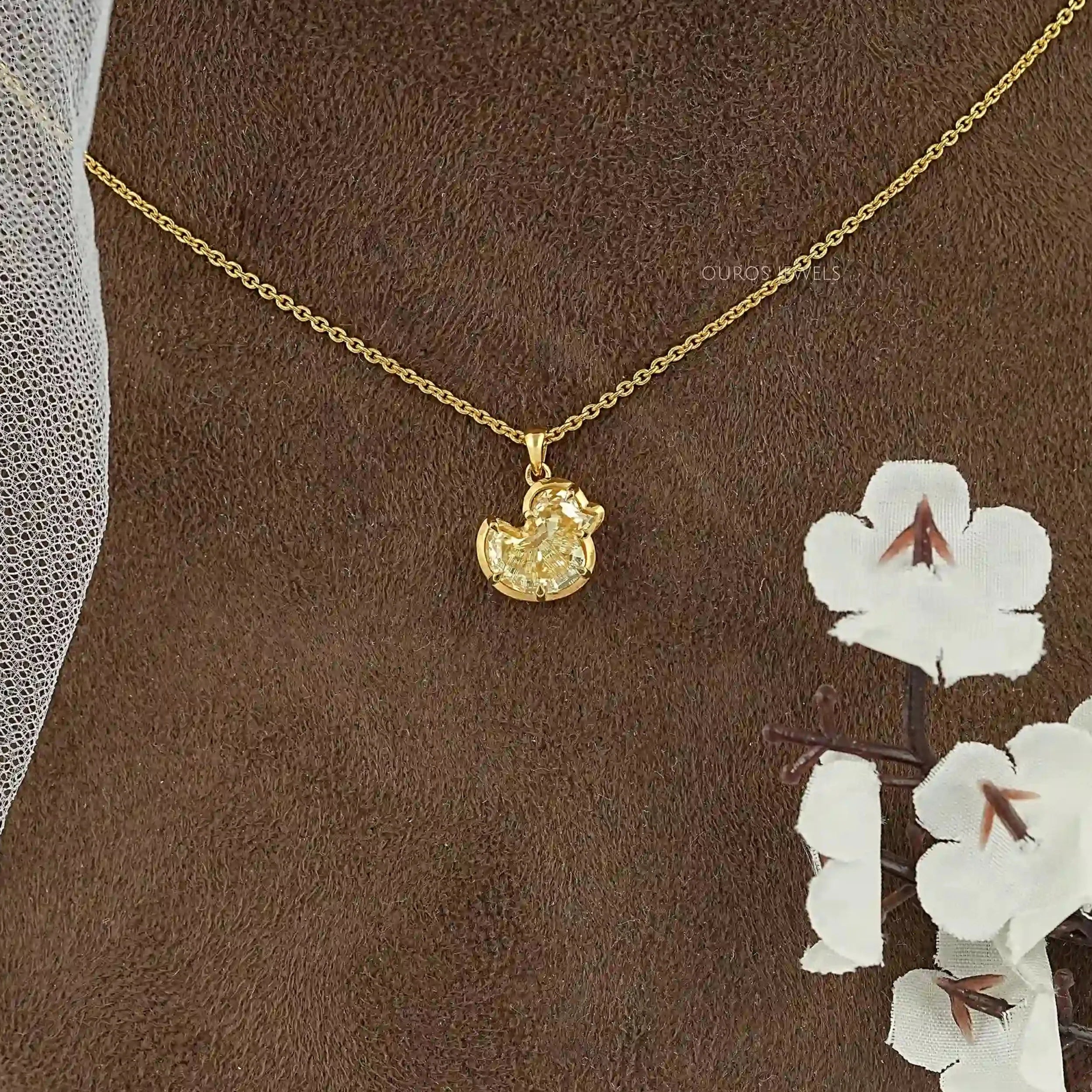 Yellow Duck Cut Diamond Bezel Set Pendant