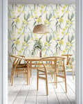 Yellow Flowers and Leaves Botanical Wallpaper