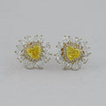 Yellow Heart Lab Diamond Double Halo Stud Earrings