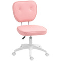 Small PU Leather Desk Chair, Vanity Chair with Wheels & Adjustable Height, Mid Back, Pink