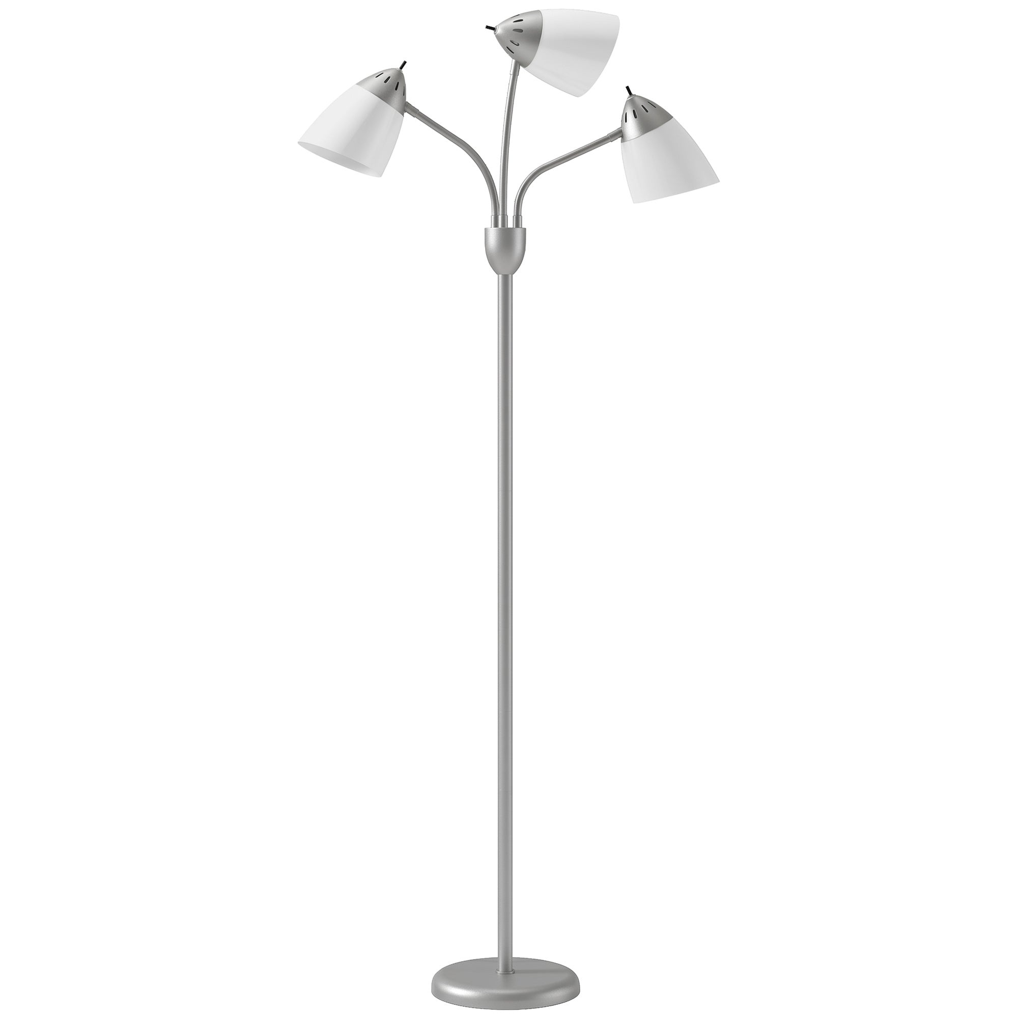 Arc Tree Floor Lamp with 3 Adjustable Rotating Lights & Steel Frame, 155cm Tall, Silver