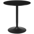 Round Dining Table, Modern Kitchen Table with Steel Base, Non-slip Foot Pad, Black