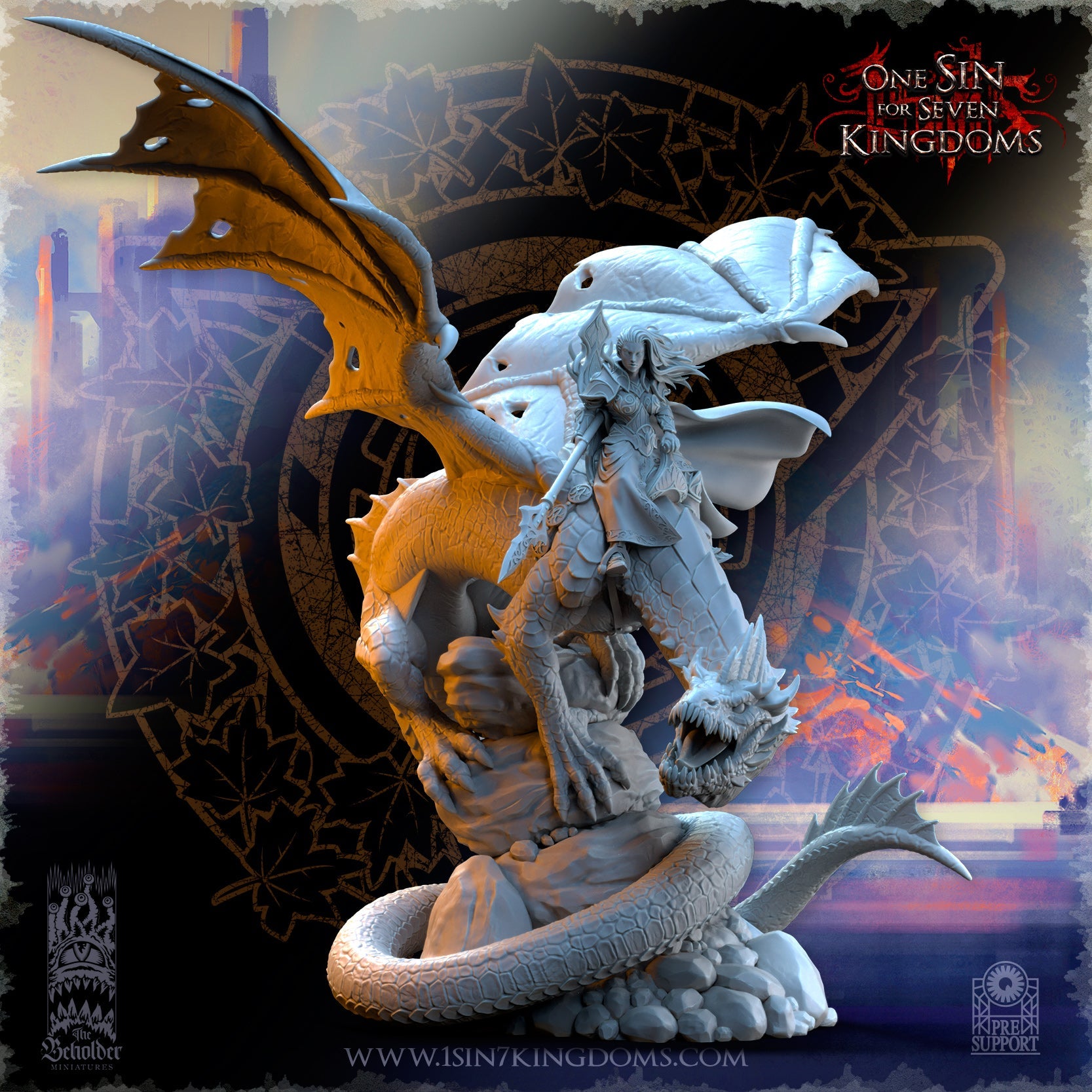 Ynariel, Elves Princess on Dragon, The Beholder Miniatures