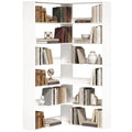 7-Tier L-Shaped Corner Bookshelf with Anti-Slip Guard, 90 x 90 x 180 cm, White