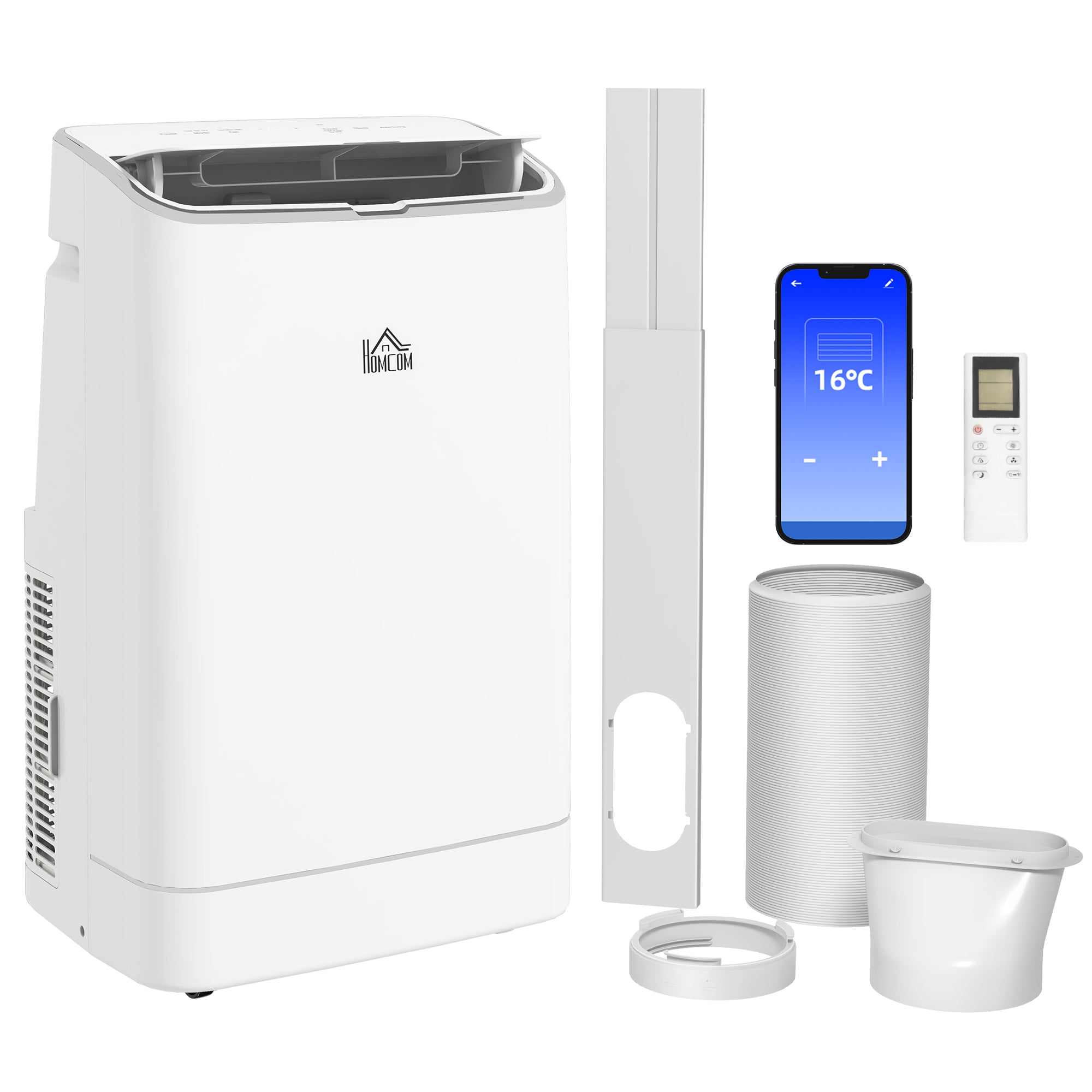 14000 BTU Portable Air Conditioner, 4-in-1 Cooler Fan with Remote, Window Kit, 35m2,  White