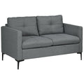 Loveseat Sofa, Modern Fabric Couch with Steel Legs for Bedroom, Living Room, Dark Grey