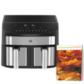Dual Air Fryer, 10-in-1 8L Family Size with 2 x 4L Baskets & Smart Finish, 2400W, Black