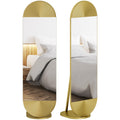 50 x 161 cm Wavy Full-Length Floor Mirror with Metal Frame and Base, Gold Tone