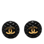 CC Resin and Gold Plated Quilted Button Clip On Earrings