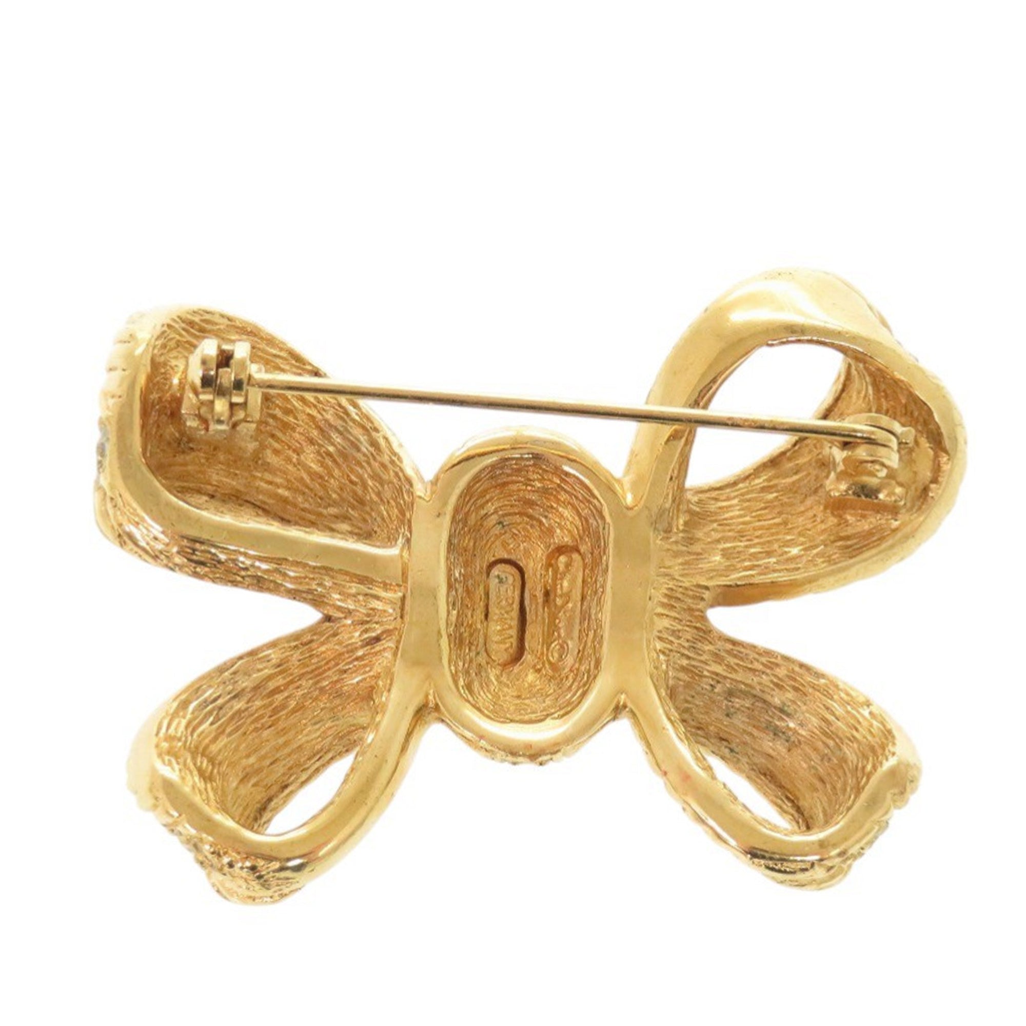 Gold Plated Strass Bow Brooch