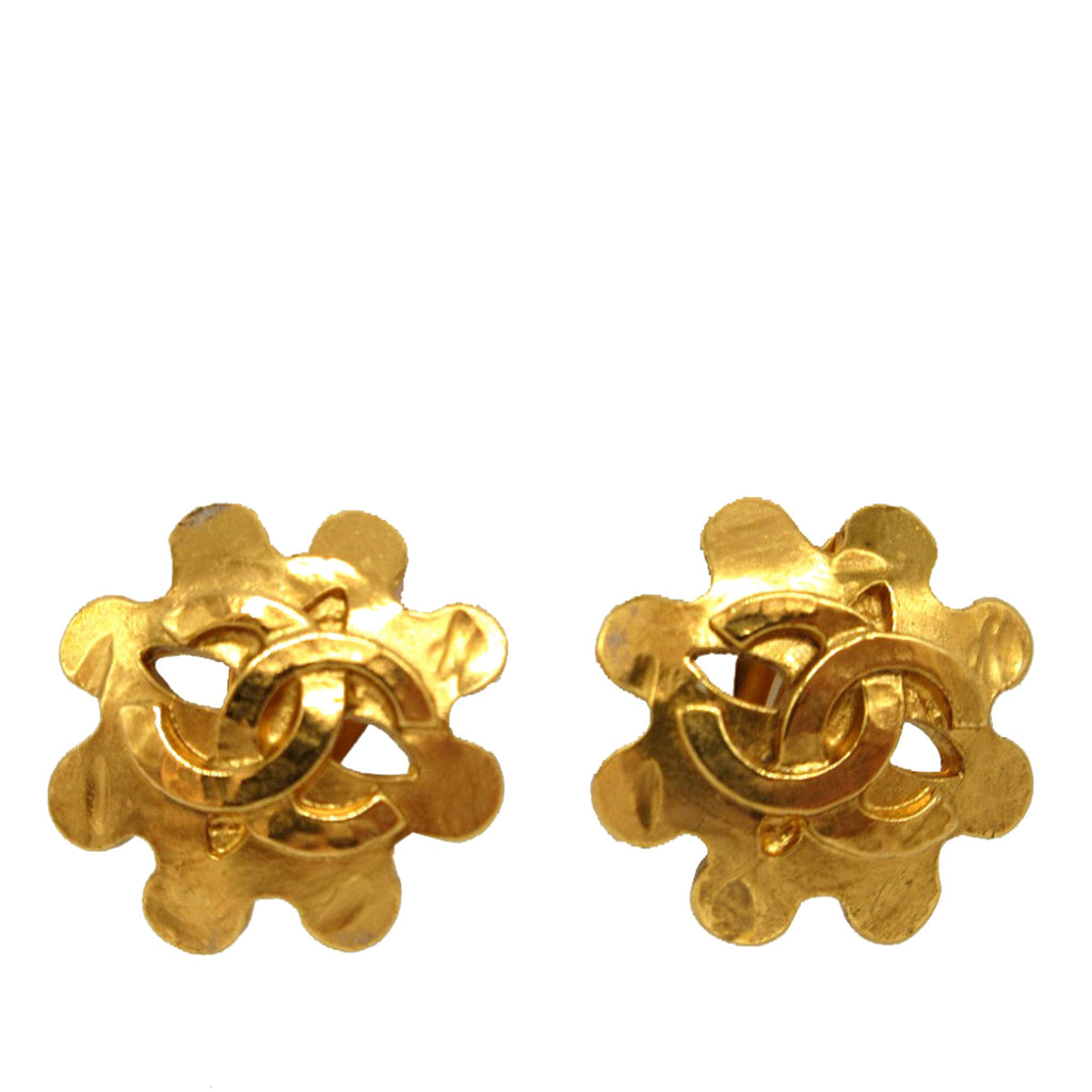 CC Gold Plated Floral Clip On Earrings