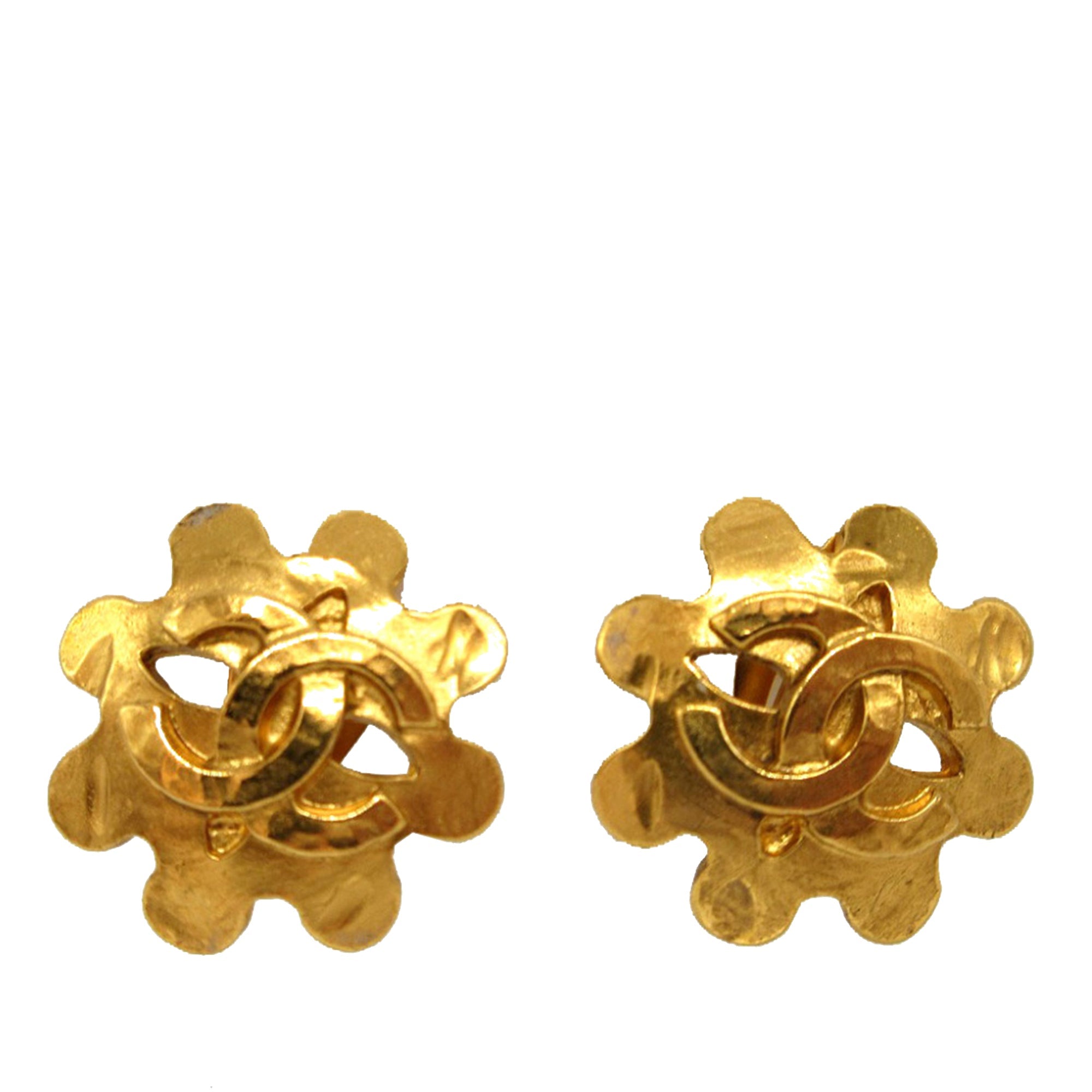 CC Gold Plated Floral Clip On Earrings