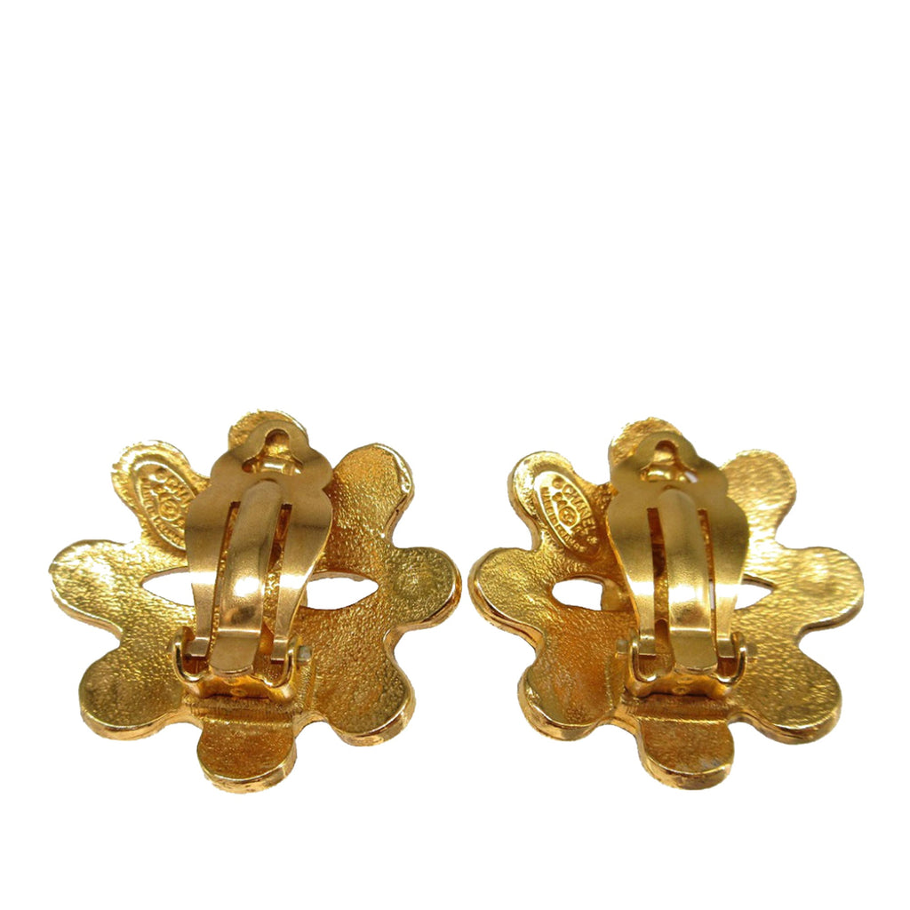 CC Gold Plated Floral Clip On Earrings