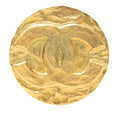 Gold Plated Round CC Logo Brooch
