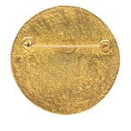 Gold Plated Round CC Logo Brooch