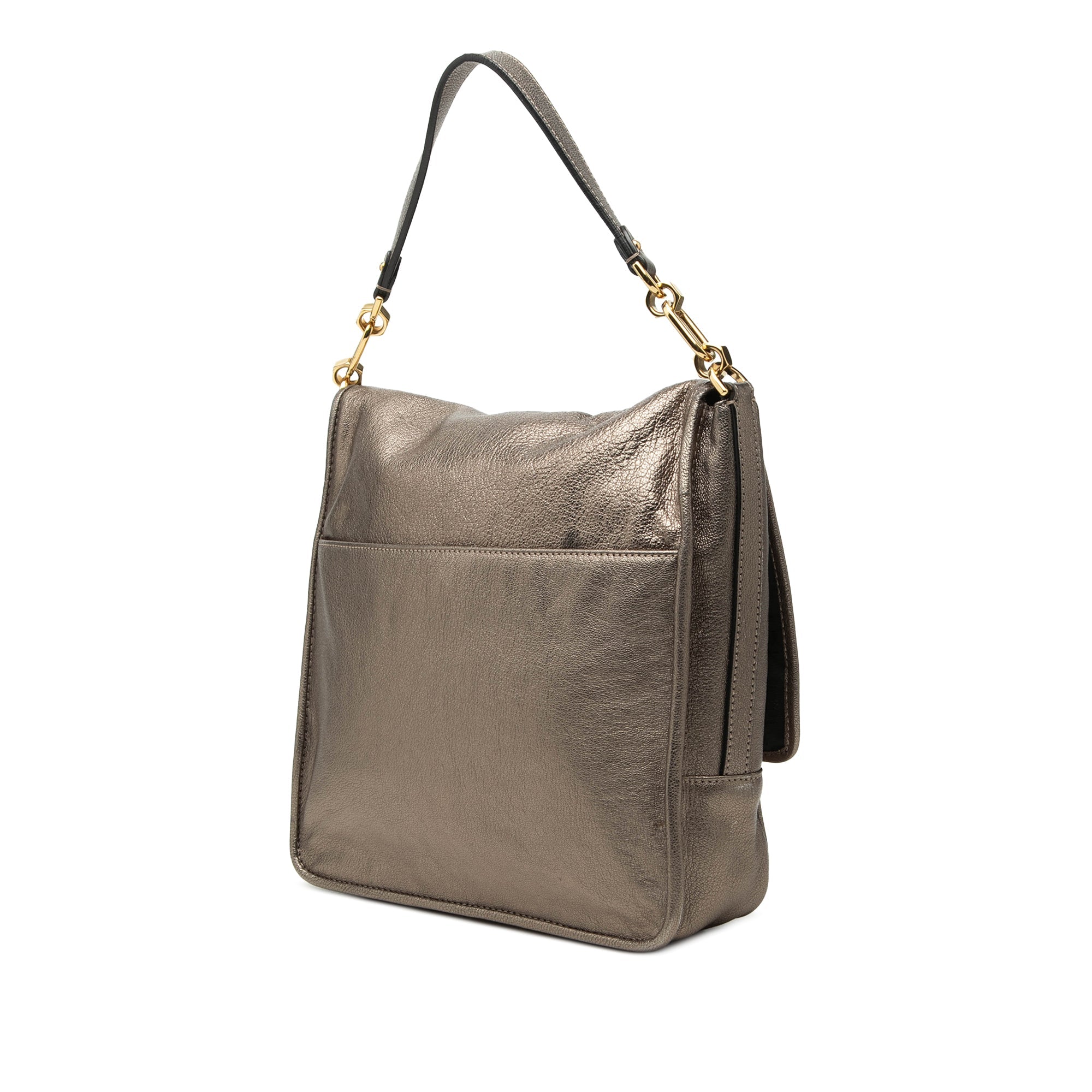 Small Metallic Leather Anagram Maia Satchel