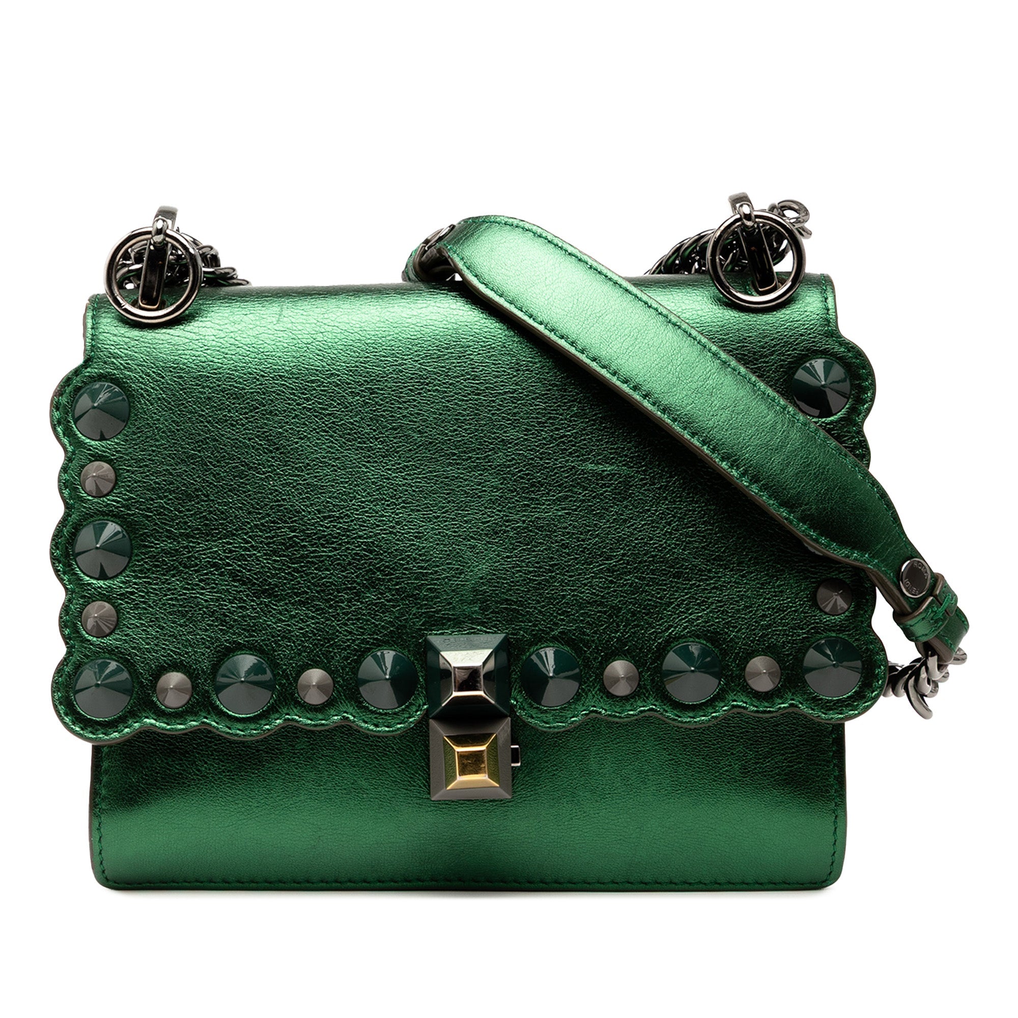 Small Leather Scalloped Kan I Crossbody