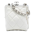 Lambskin and Acrylic Kiss Clutch with Chain