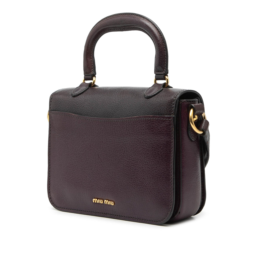 Bicolor Goatskin Madras Top Handle Satchel