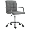 Swivel Computer Office Chair, PU Leather Study Chair with Rolling Wheels, Grey