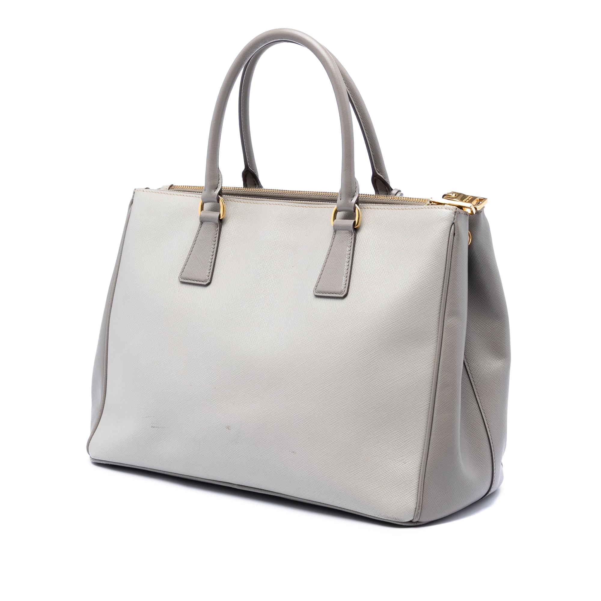 Medium Bicolor Saffiano Lux Galleria Double Zip Satchel