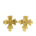 CC Gold Plated Cross Clip On Earrings