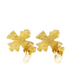 CC Gold Plated Cross Clip On Earrings