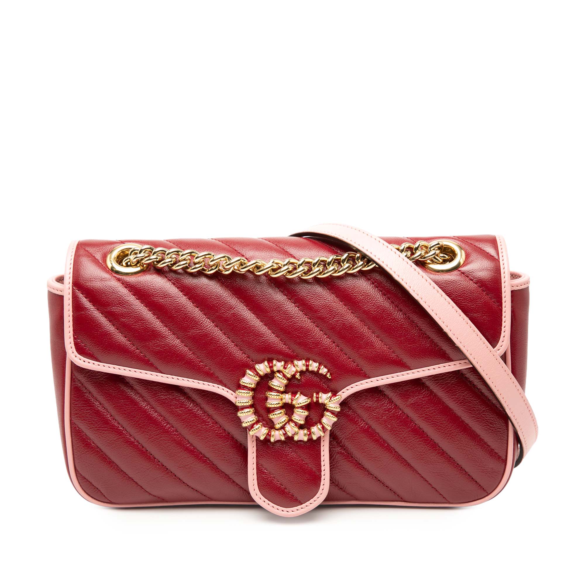 Medium GG Marmont Matelasse Diagonal Leather Torchon Shoulder Bag