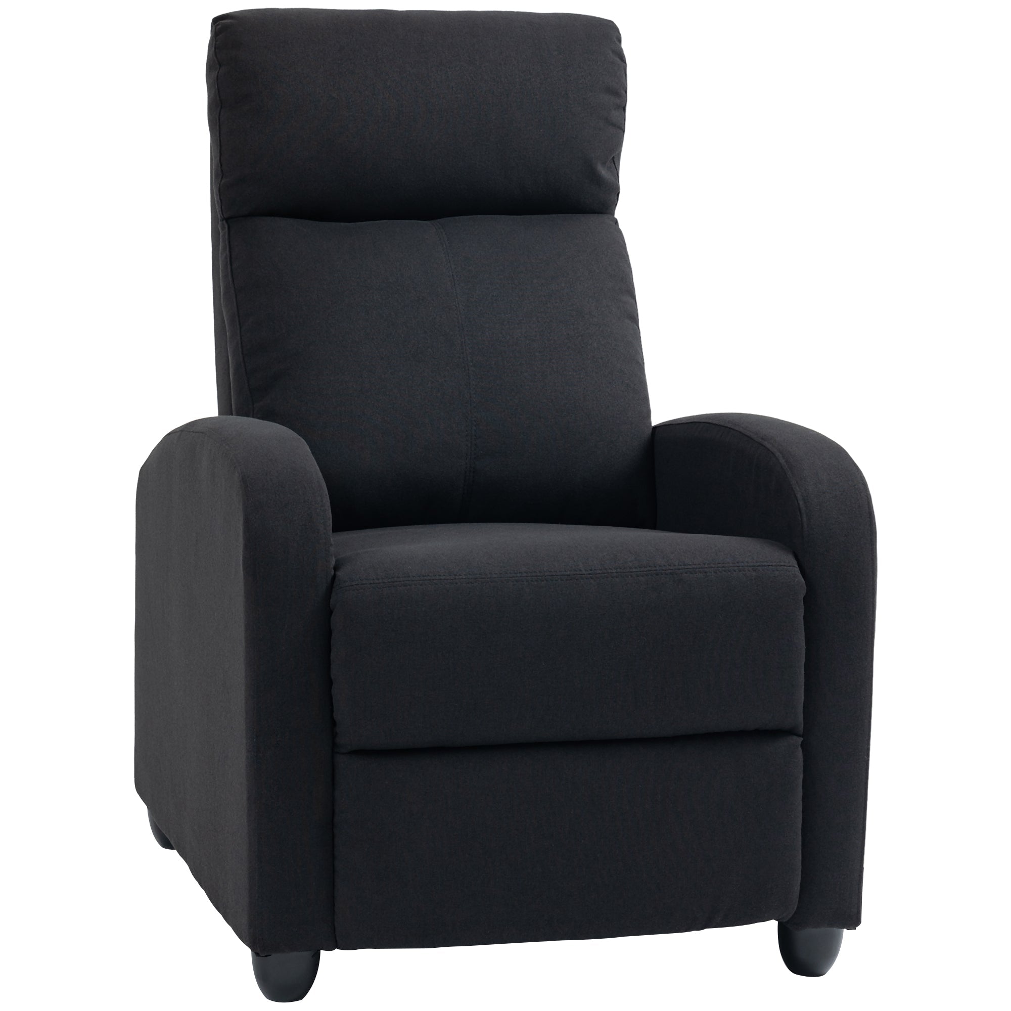 Push Back Recliner Chair, Corduroy Fabric Home Theater Seating, Single Reclining Sofa Chair, Black