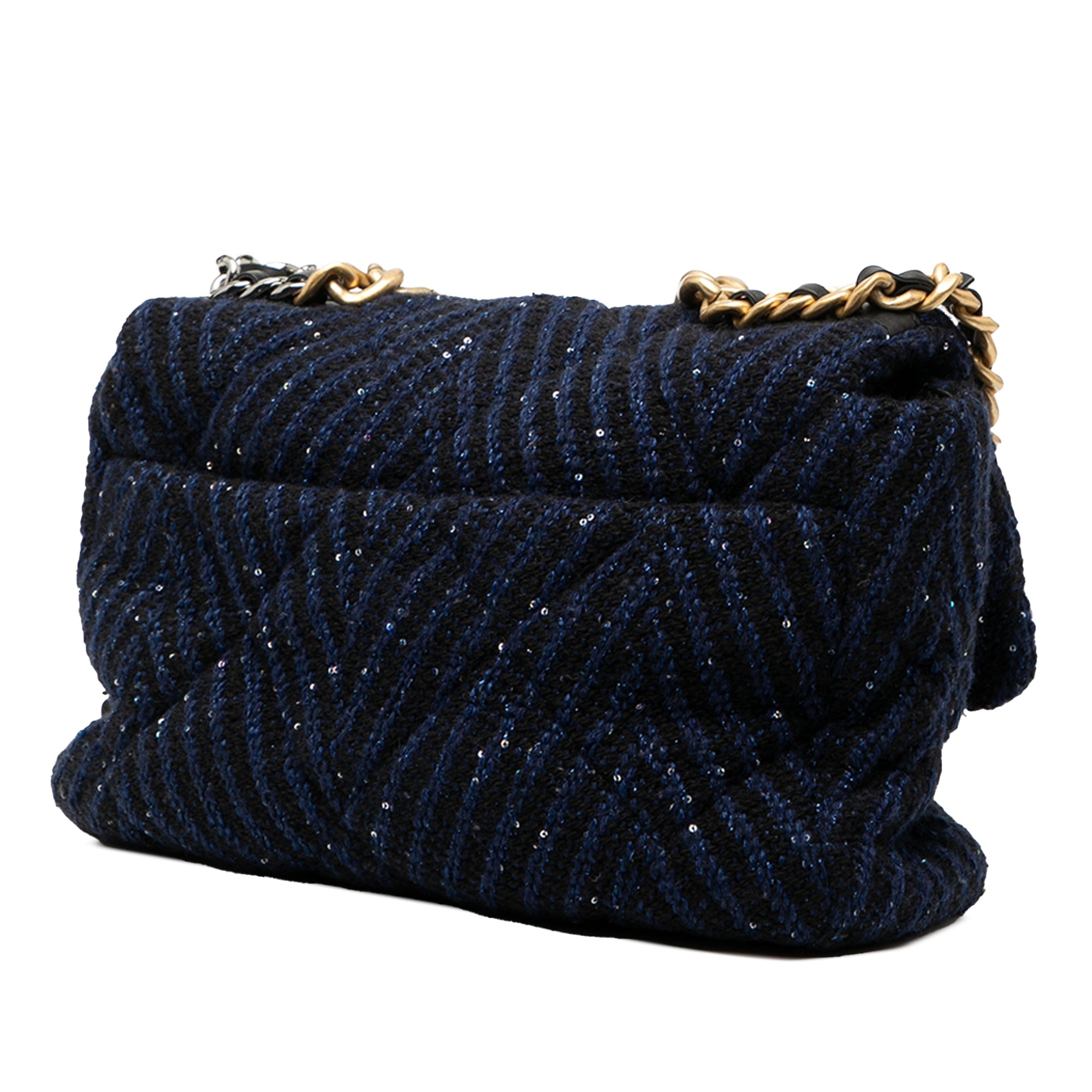 Large Chevron Tweed Sequin 19 Flap