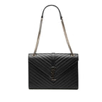 Large Calfskin Chevron Monogram Envelope Bag