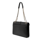 Large Calfskin Chevron Monogram Envelope Bag