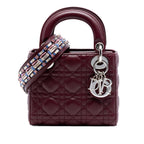 Mini Lambskin Cannage Crystal Strap Lady Dior